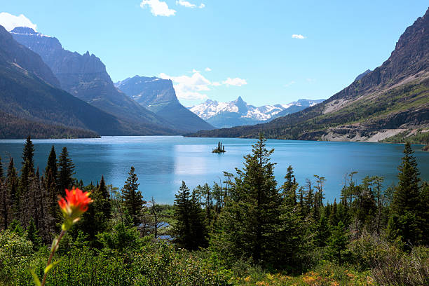Wild Goose Island In Saint Mary Lake, Glacier National Park, Montana.