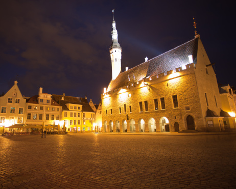 Town Hall Square in Tallinn by night - Estonia - Europe