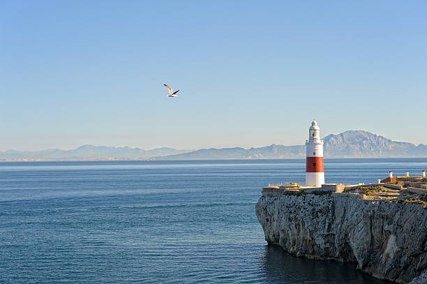 Trinity Lighthouse Europa Point at Strait of Gibraltar  gibraltar photos stock pictures, royalty-free photos & images