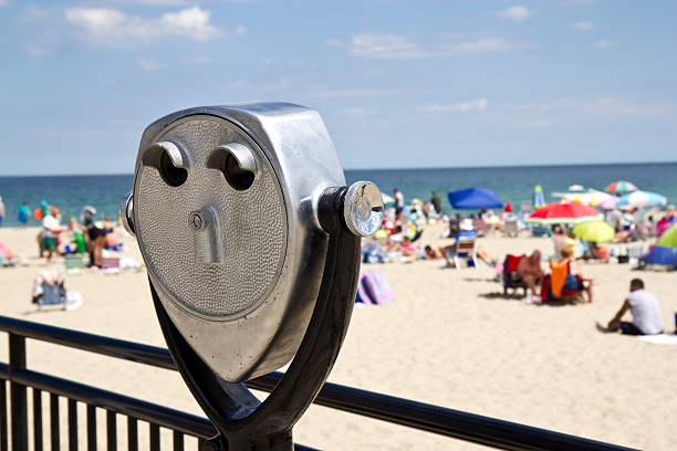 Coin operated binoculars on the Viareggio pier at sunset