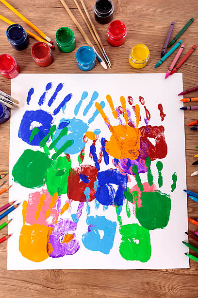 istock Handprints and art equipment 157639374