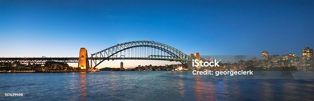 Sydney Harbour Bridge, Panorama - Foto de stock de Arquitetura royalty-free