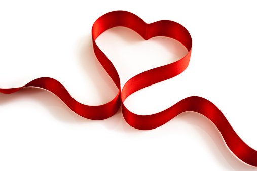 Heart shaped Ribbon isolated on white.