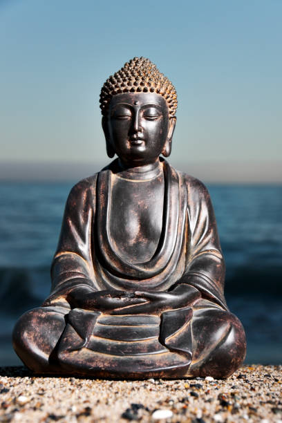 istock Japanese Buddha Statue at Ocean Shore 157639527