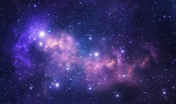 purple space stars - galaxy stockfoto's en -beelden