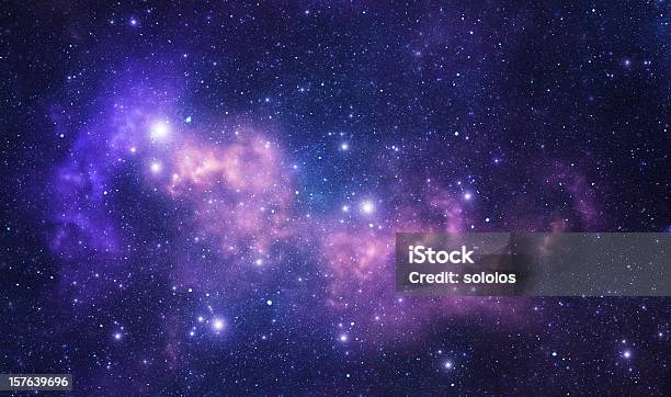 Purple Space Stars Stock Photo - Download Image Now - Outer Space, Galaxy, Star - Space