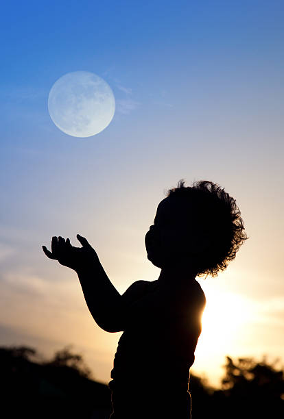 Cute girl with moon