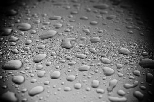 Drops of water in a metal surface