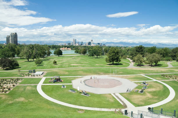 istock city park , green grass in Denver 157640063