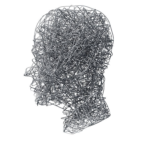 Generic human man face, front view. Futuristic mood, concepts of virtual reality etc. 3D rendering