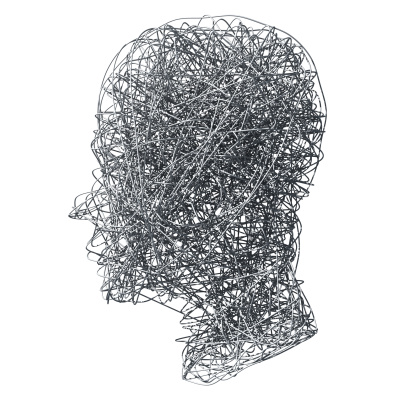 Wirefilled head on white