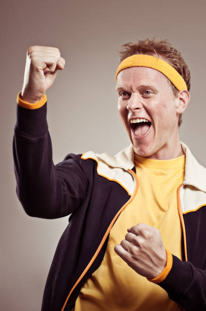 istock Retro Gym Coach Cheering On His Team 157640389