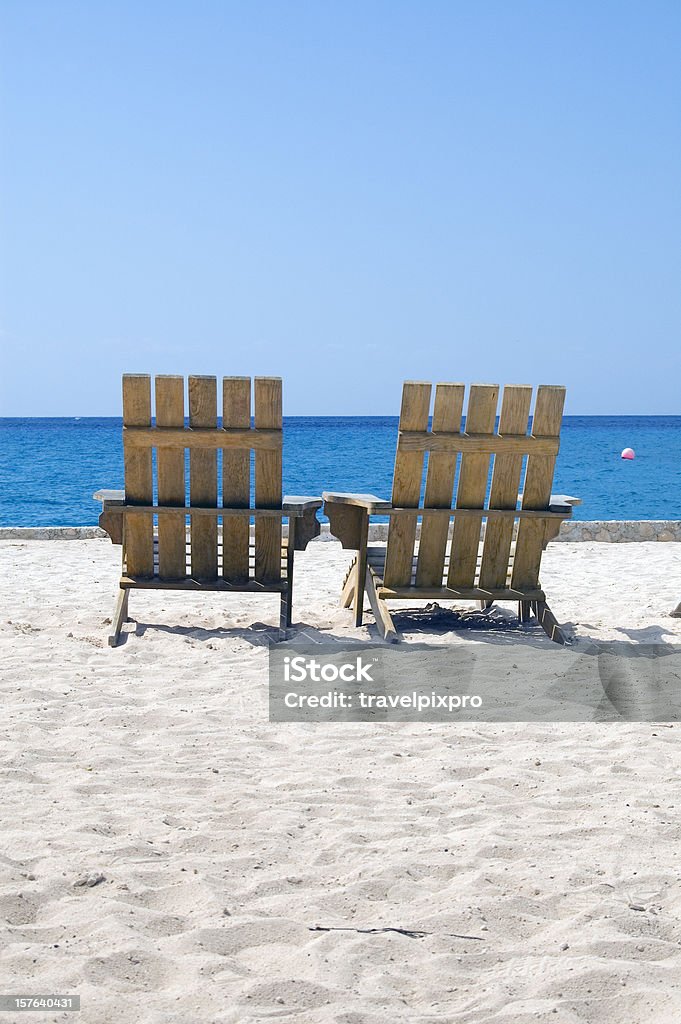 Two Empty Beach Chairs Caribbean White Sand Copy Space  Chair Stock Photo