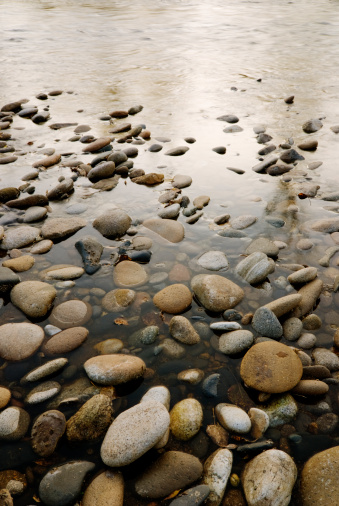 Beautiful pebbles in Boise River, Boise, Idaho, USA