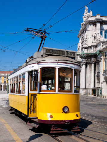 Lisbon, Portugal - 10 May 2015: The vintage tram in Lisbon city, Portugal