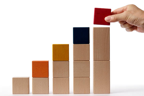 istock Isolated shot of bar chart from blocks on white background 157640724