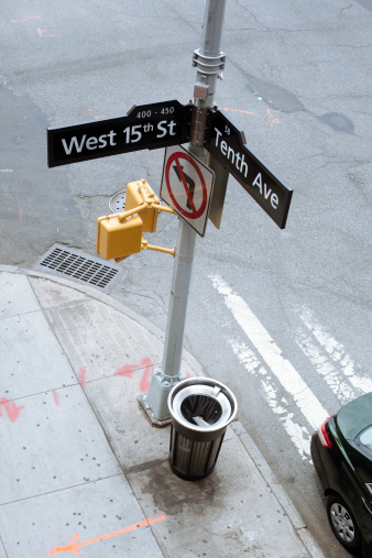 Manhattan: street corner of West 15-th and Tenth Avenue