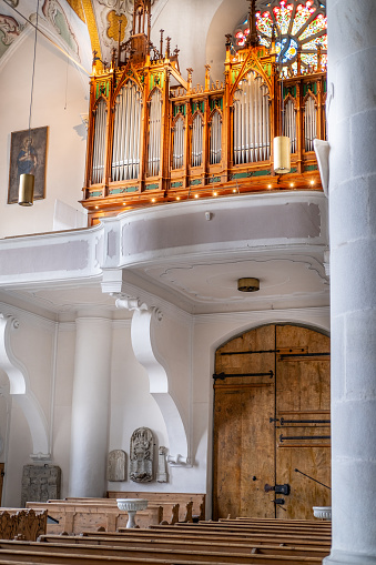 The church organ in the renovated church.