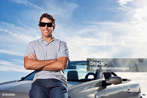 Man Posing With His Car Stock Photo - Download Image Now - Car, Standing,  In Front Of - iStock