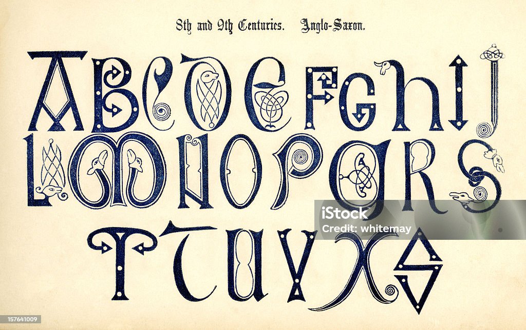 8 º - 9 século Anglo-saxão lettering - Royalty-free Anglo-saxão Ilustração de stock
