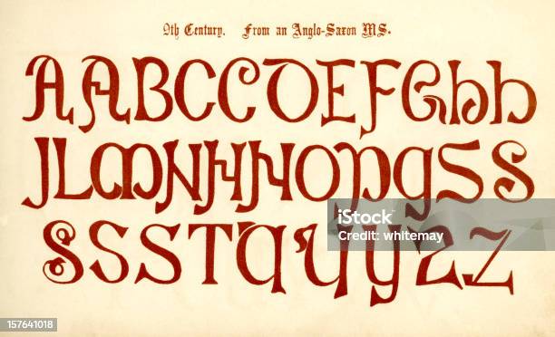 9 Th Século Anglosaxão Alfabeto - Arte vetorial de stock e mais imagens de Alfabeto - Alfabeto, Anglo-saxão, Letra Iluminada