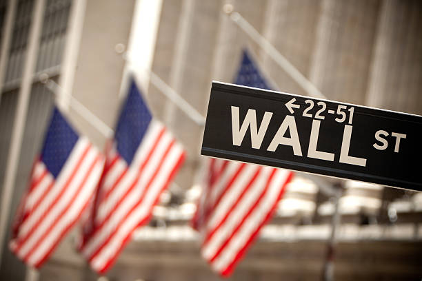 istock Wall Street and american flag 157641244