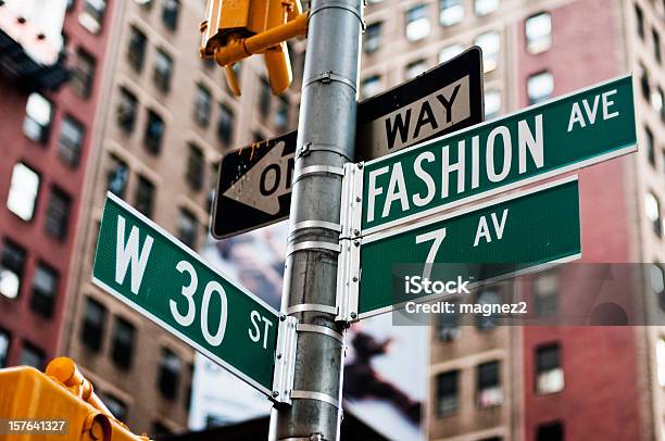 Fashion Avenue Stock Photo - Download Image Now - New York City, Road Sign, Fashion