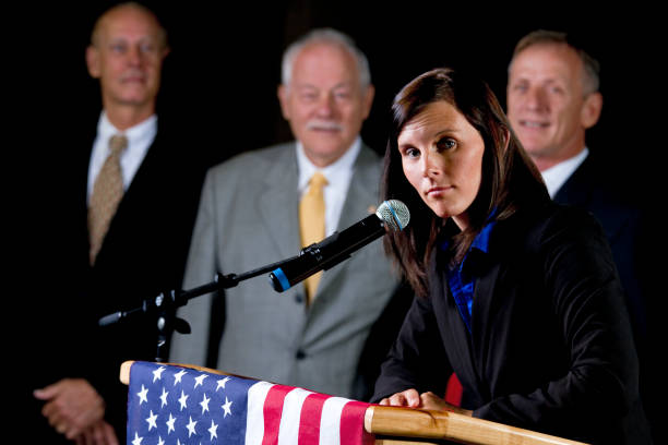 istock Woman Politician Giving a Speech 157641385