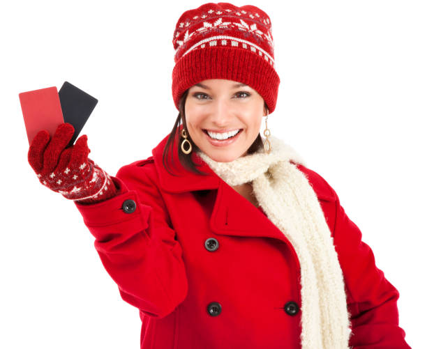 istock Attractive Young Woman with Two Gift Cards 157641890