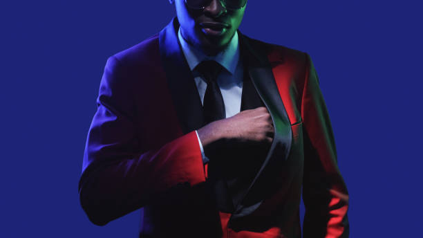 istock Rich man elegant style neon light gentleman pocket 1576421713