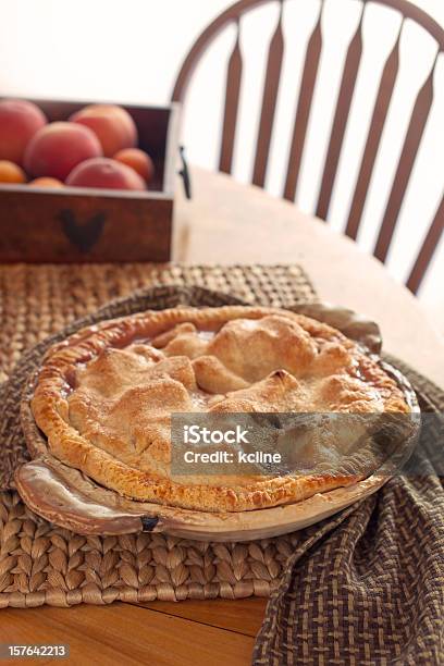 Peach Pie Stock Photo - Download Image Now - Homemade, Peach Pie, Baked