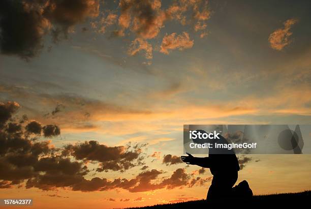Prayer Silhouette Stock Photo - Download Image Now - 30-39 Years, Adult, Adults Only