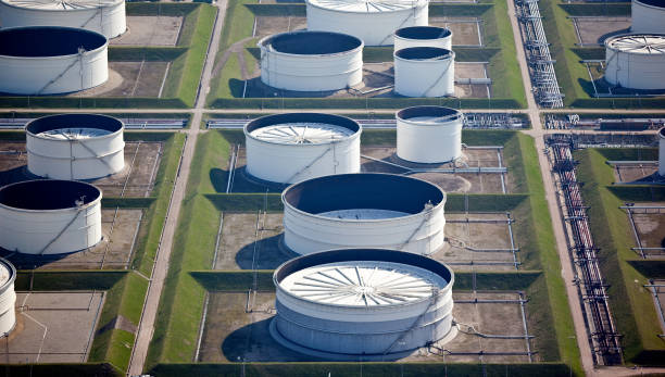 istock Oil drums for storage in a harbor 157642550