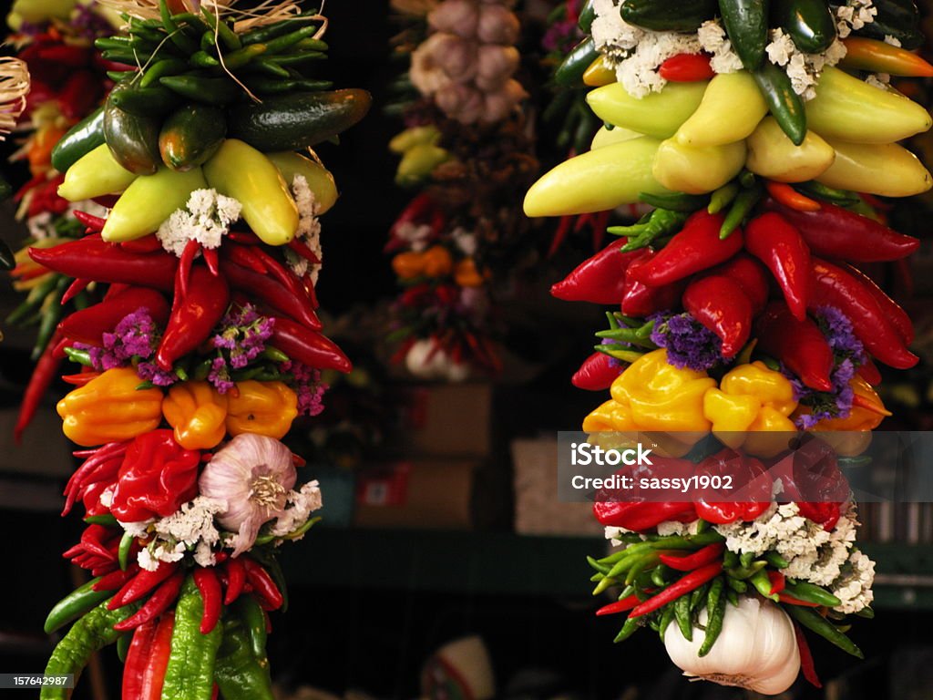 Hanging Peppers Gemüse - Lizenzfrei Weihnachten Stock-Foto