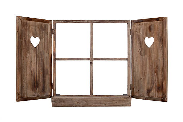 Open bavarian window frame isolated  wood windows stock pictures, royalty-free photos & images