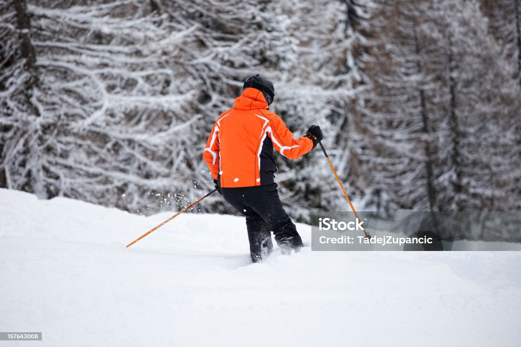 Sciatore nella neve fresca - Foto stock royalty-free di Adulto