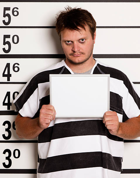 istock Mugshot of a Young Man in Prison Uniform 157643048