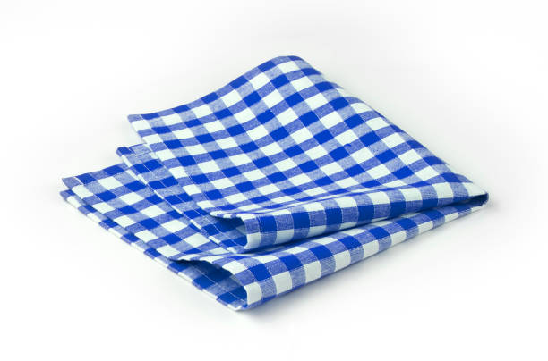 istock Blue and white chequered tea towel 157643063