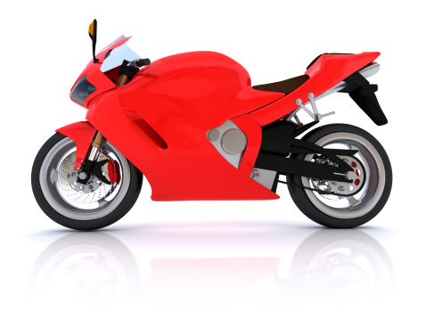 Red Motorcycle. Digitally Generated Image isolated on white background