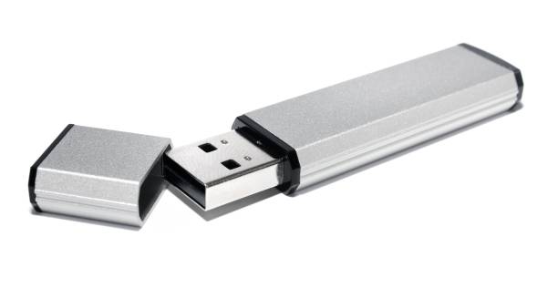 puste srebrny szary usb, - usb flash drive usb cable isolated close up zdjęcia i obrazy z banku zdjęć