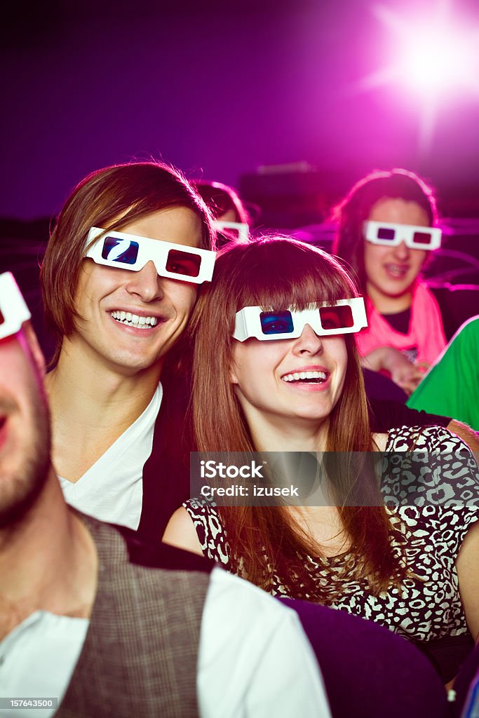 Date in 3D movie theater  3-D Glasses Stock Photo