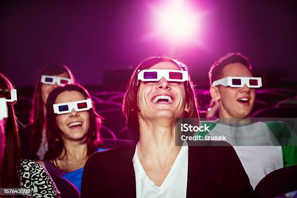 Young People In Movie Theater Stock Photo - Download Image Now - Movie, Movie Theater, Three Dimensional
