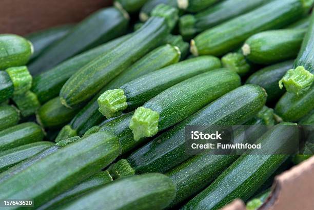 Organic Zucchini Vegetables At Farmers Market Healthy Eating Food Background Stock Photo - Download Image Now