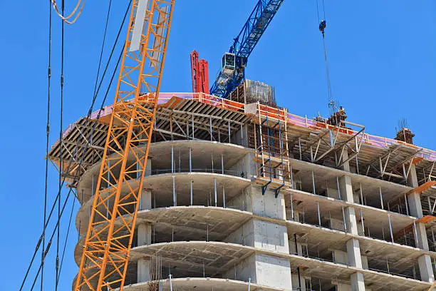 Photo of commercial skyscraper hotel construction in city Dallas Texas