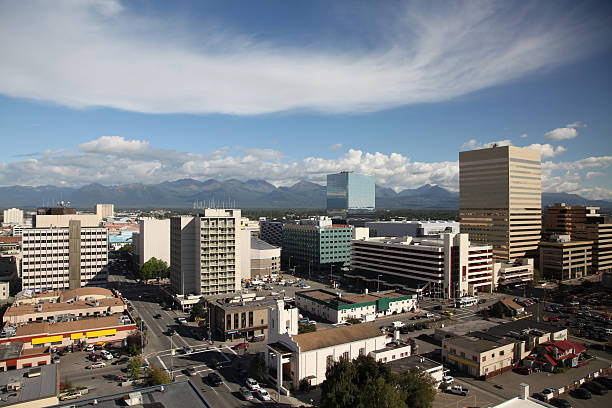 Anchorage Skyline Anchorage Skyline anchorage alaska photos stock pictures, royalty-free photos & images