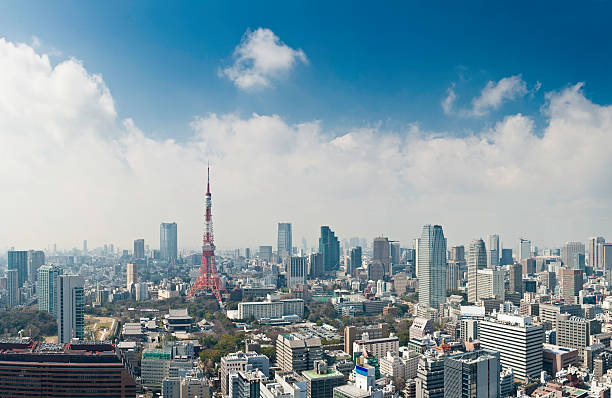 башня токио в центре небоскребы достопримечательности столицы highrise панорама япония - roppongi стоковые фото и изображения
