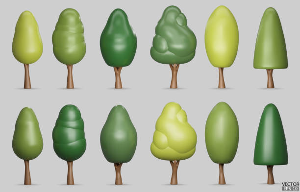 istock Set of Trees isolated on a white background. 3D tree for landscape design, Garden, and park green tree. Icons for city maps, and games. Green forest plants collection. 3d render vector illustration. 1576439452