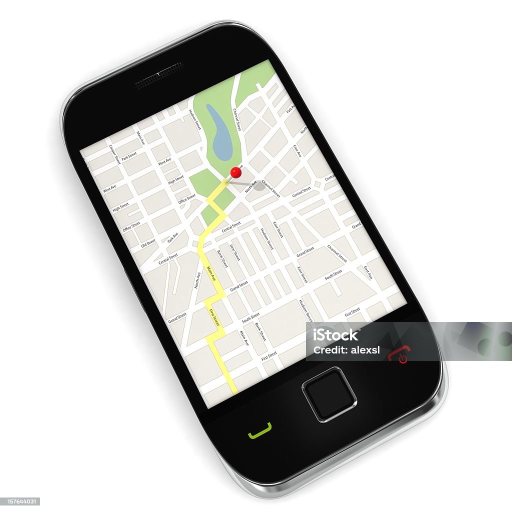 Celular com GPS - Foto de stock de Mapa royalty-free