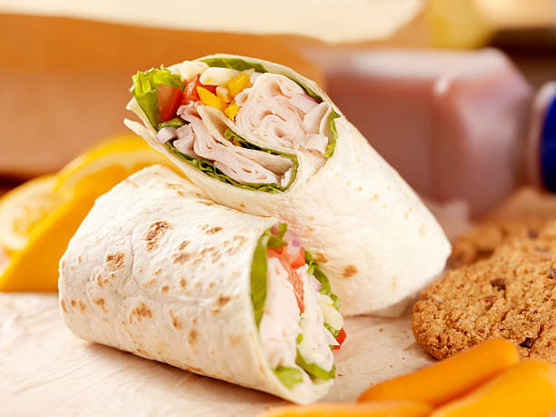 Healthy Packed Lunch  wrap sandwich photos stock pictures, royalty-free photos & images