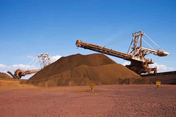 istock Reclaimer Stacker and Stockpile on Iron Ore Mine Site 157644061